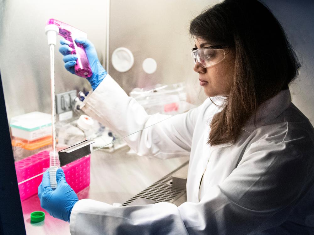 Person working in a lab.