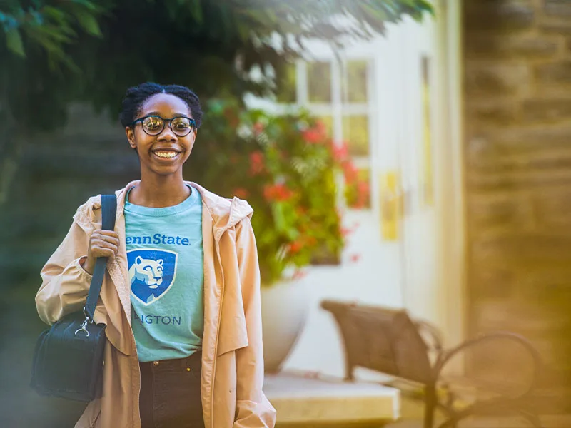Penn State Abington student smiling outside