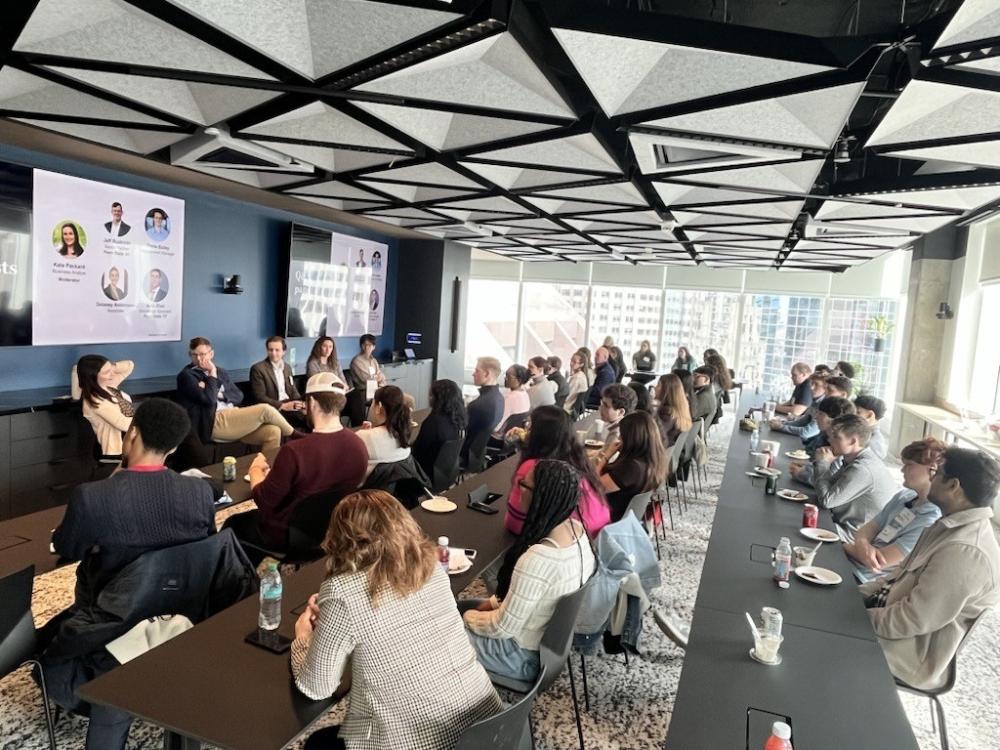 Alumni panel during Presidential Leadership Academy trip to Boston
