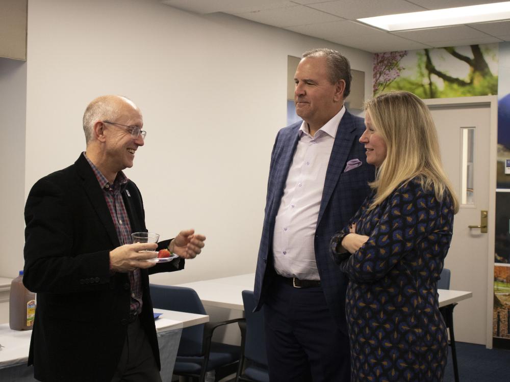 Bill and Kate Donato chat with Schreyer Honors College dean Patrick Mather