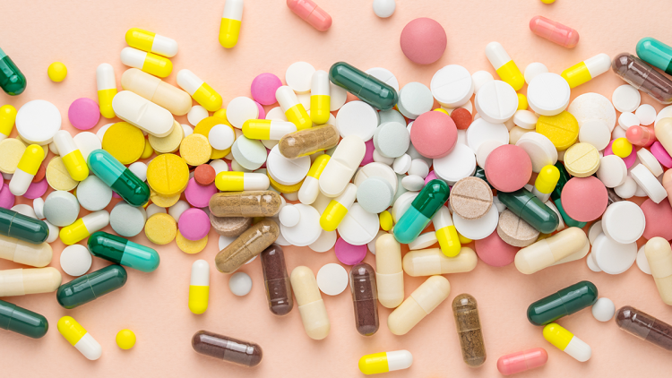 assortment of colorful pills and capsules